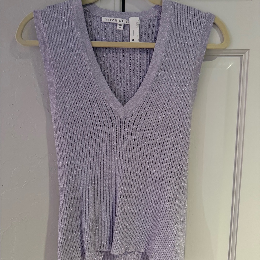Veronica Beard Lavender/Lilac Knit Sleeveless Top